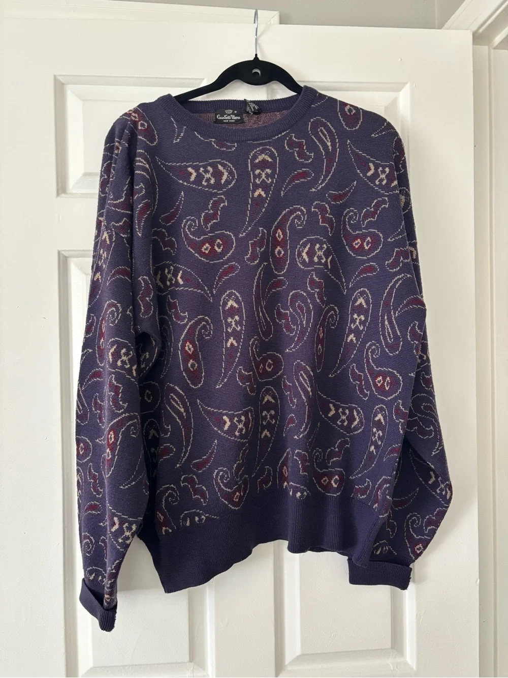 Vintage Countess Mara Wool Blend Paisley Knit Sweater - Size L - Like New